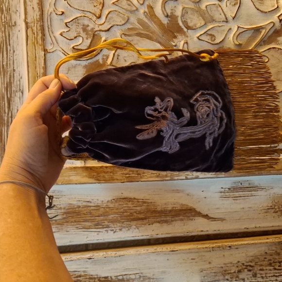 Vintage Handmade Purple Velvet Fairy Tassel Pouch Bag. - Picture 11 of 16